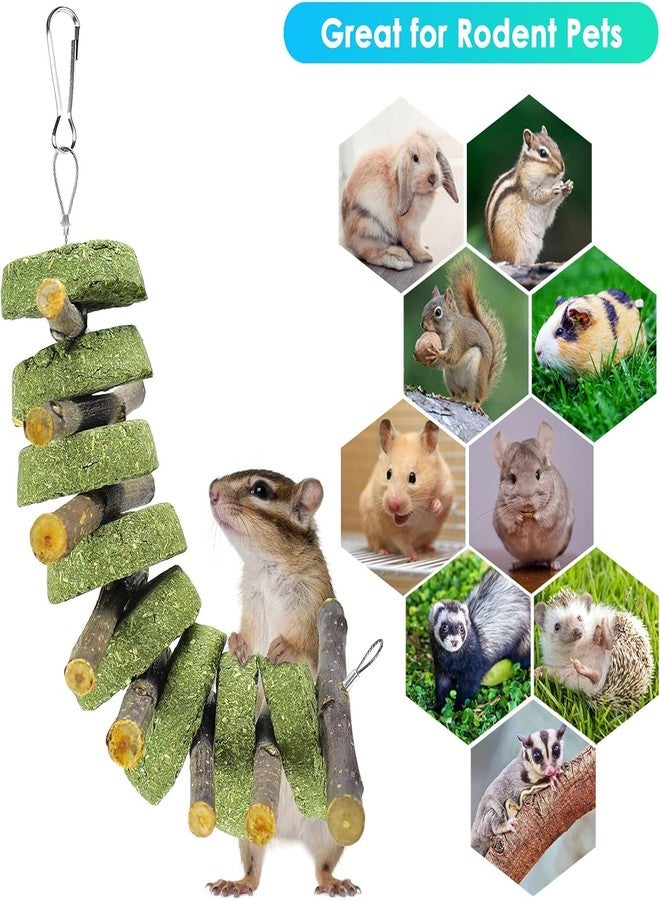 ERKOON Bunny Chew Toys, Rabbit Chew Toys for Teeth Grinding, Improve Dental Health, 100% Natural Apple Wood Timothy Grass Cake Treats for Rabbits Guinea Pigs Chinchillas Bunnies Hamsters (7 Pcs) - Image 4